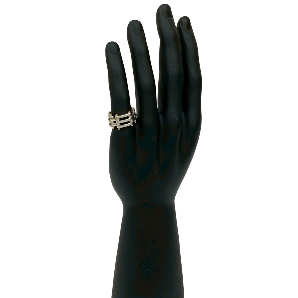 Gate Ring 18K Yellow Gold and Sterling Silver