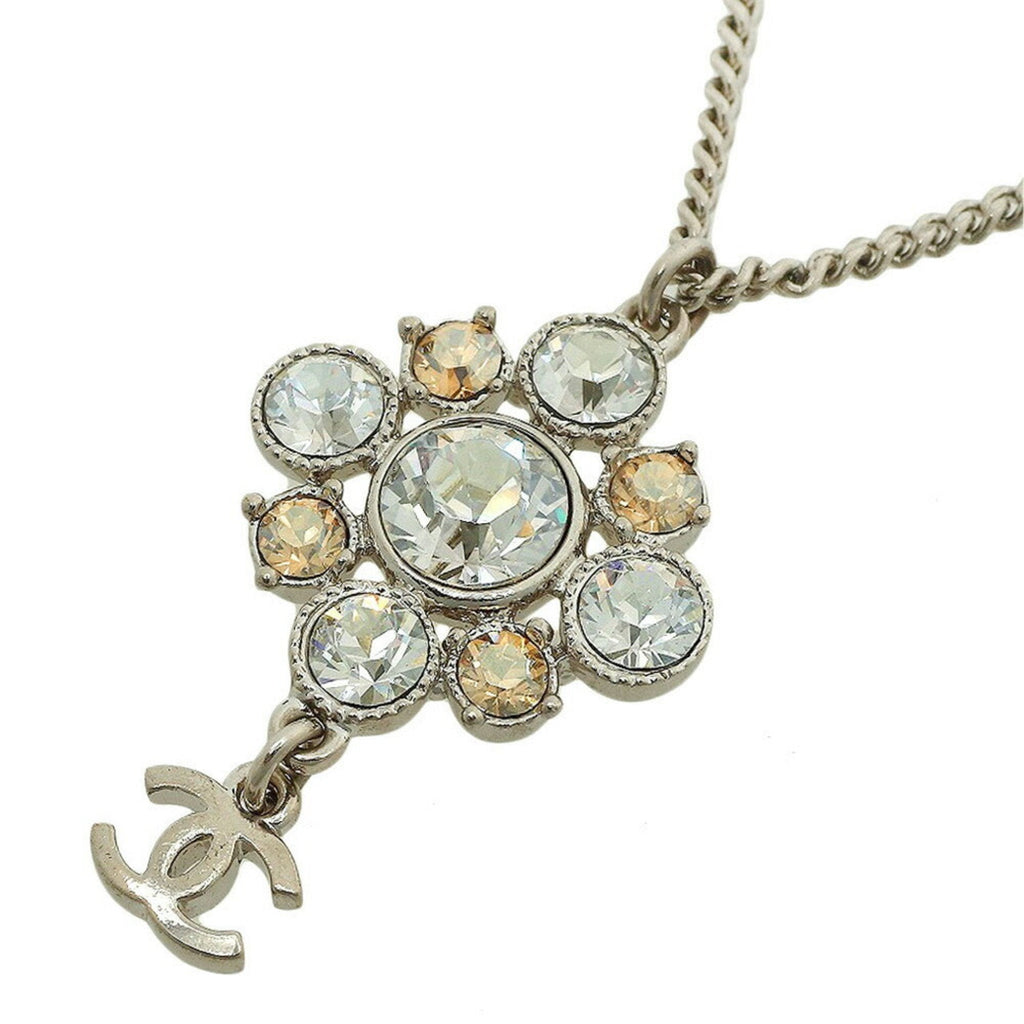 CC Logo Pendant Necklace Silver-Tone Metal