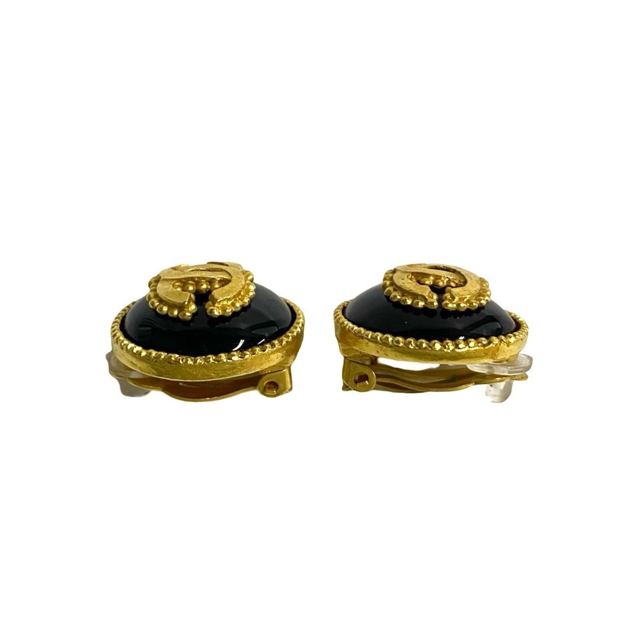 CC Logo Clip-On Earrings Metal Gold-Tone Metal