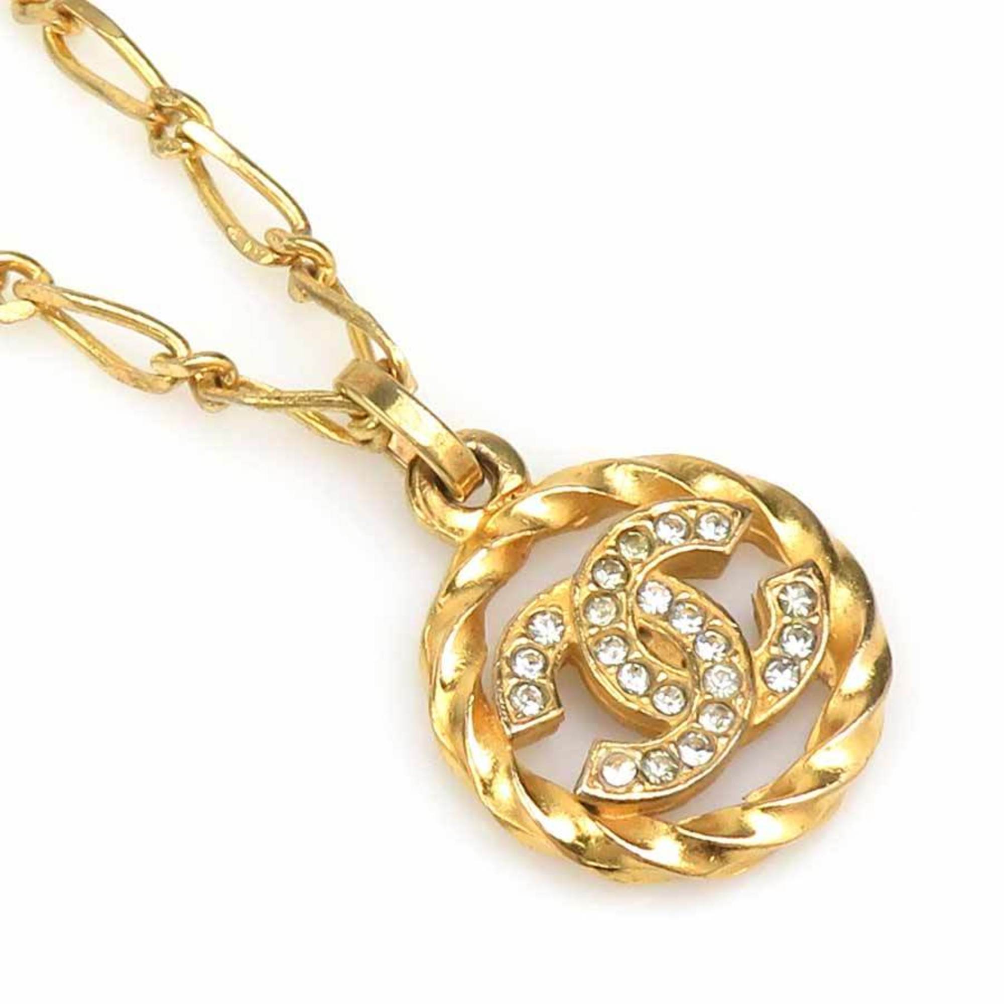 CC Logo Pendant Necklace Gold-Tone Metal