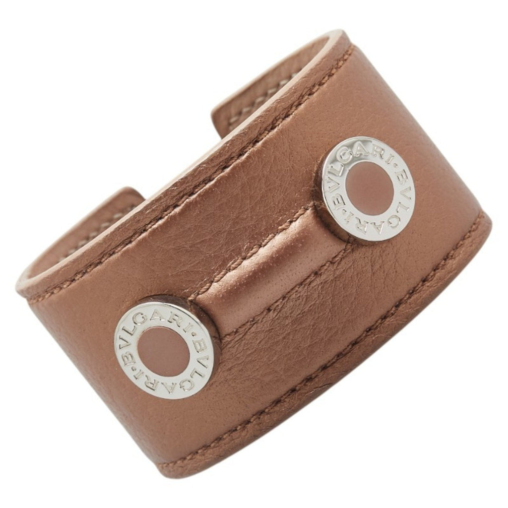 Bracelet Leather and Metal Beige Silver