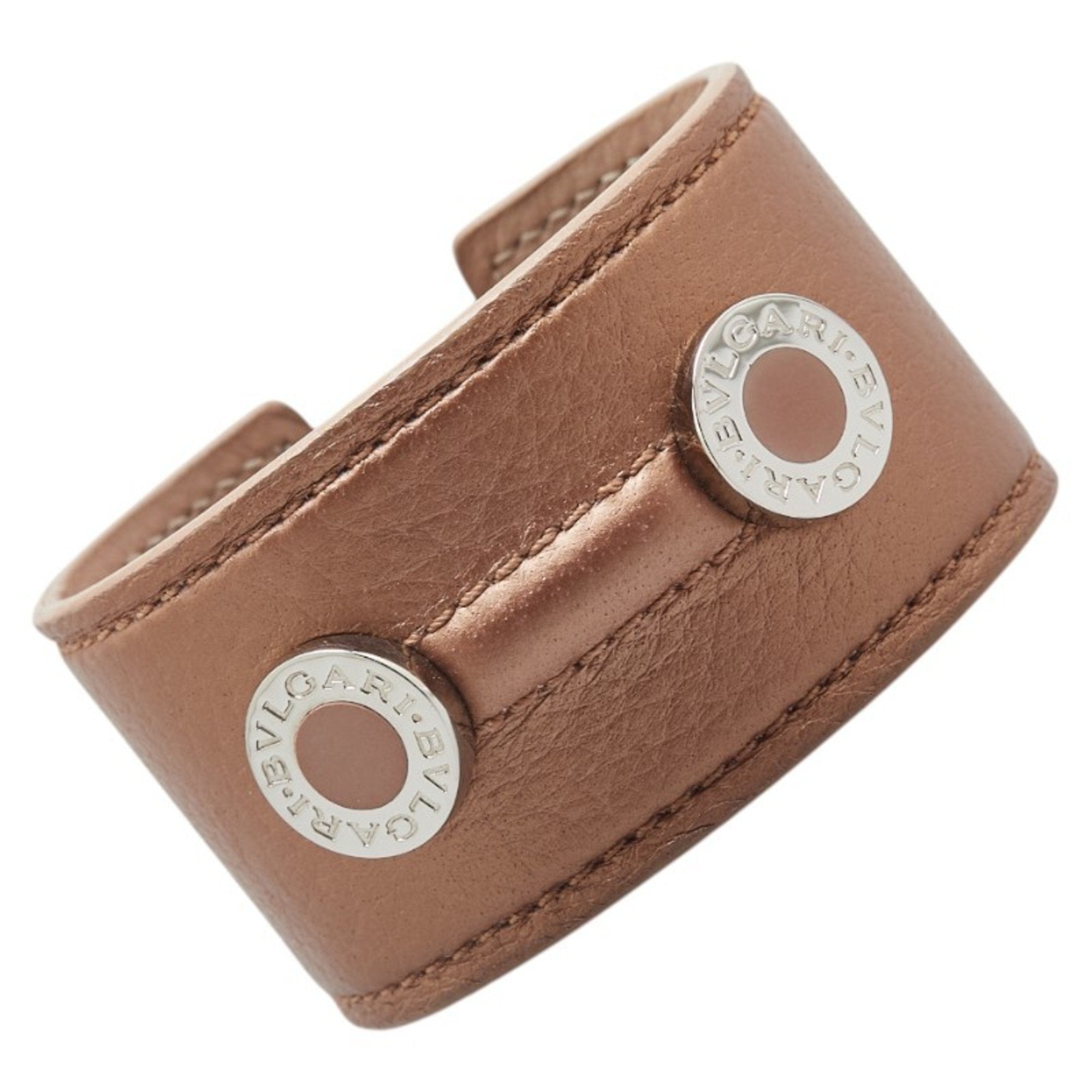 Bracelet Leather and Metal Beige Silver