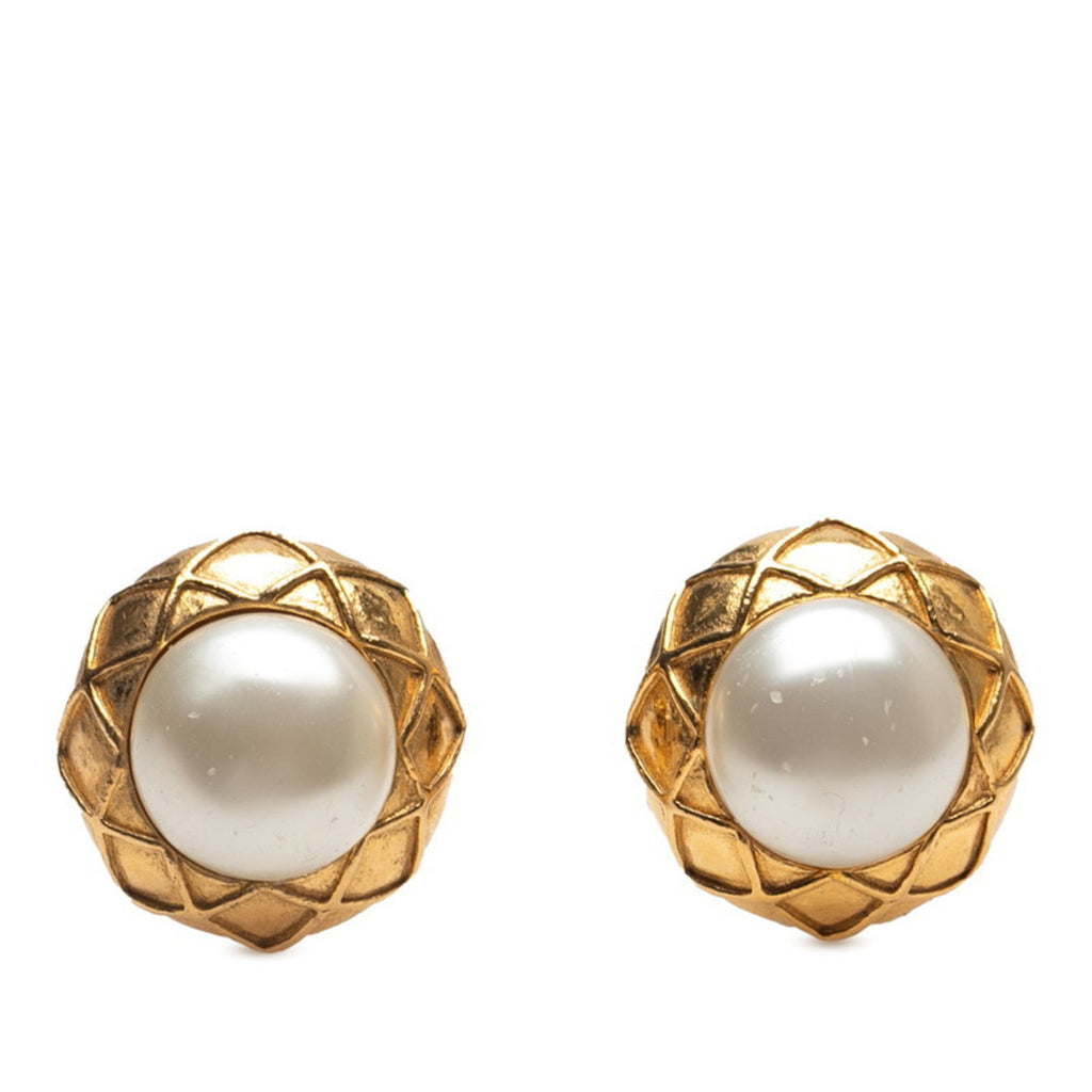 Pearl Clip-On Earrings Gold and Artificial Pearl
