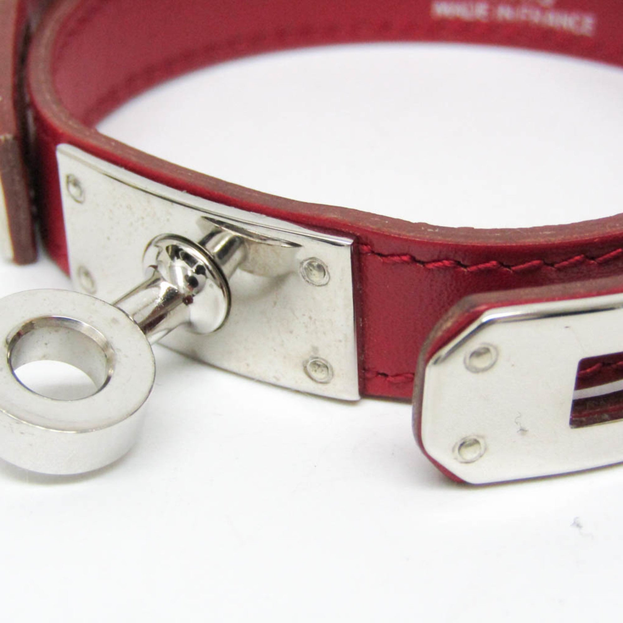 Kelly Bracelet Leather and Metal Red and Silver