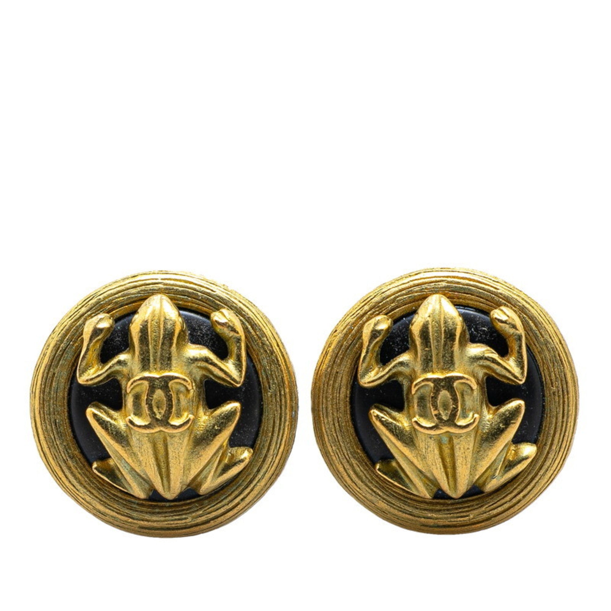 CC Logo Clip-On Earrings Gold-Tone Metal Gold-Tone Metal