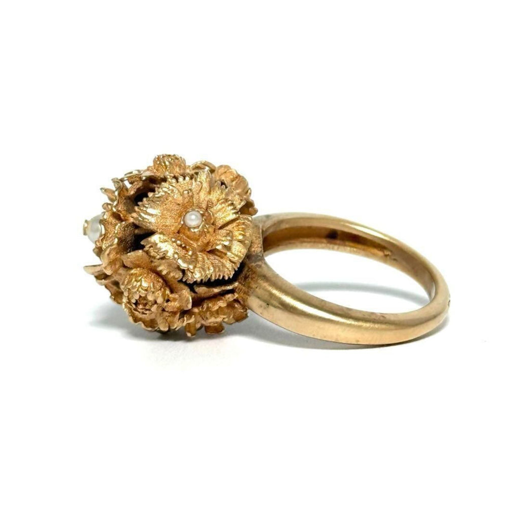 Ring Artificial Pearl and Metal Pink Gold