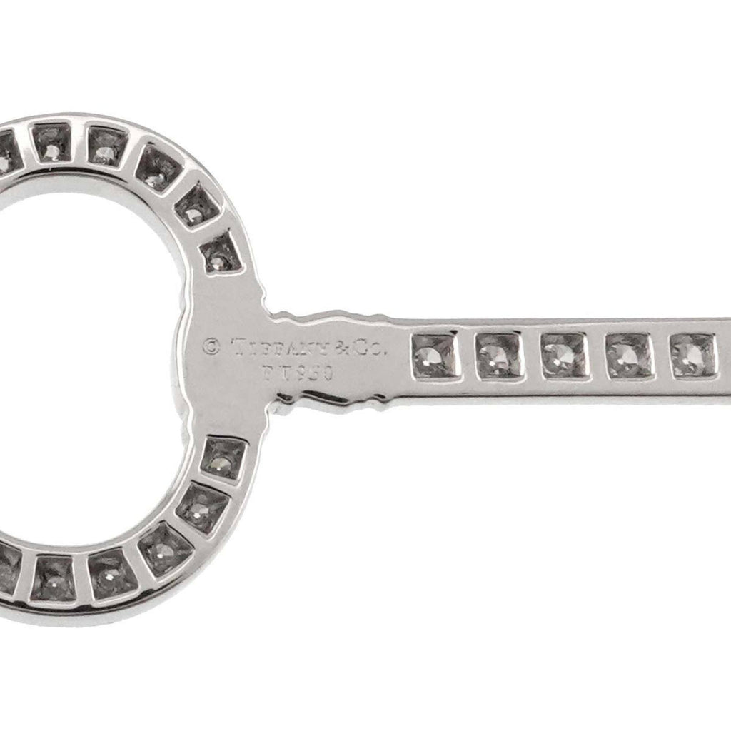 Oval Key Pendant Necklace Platinum with Diamond