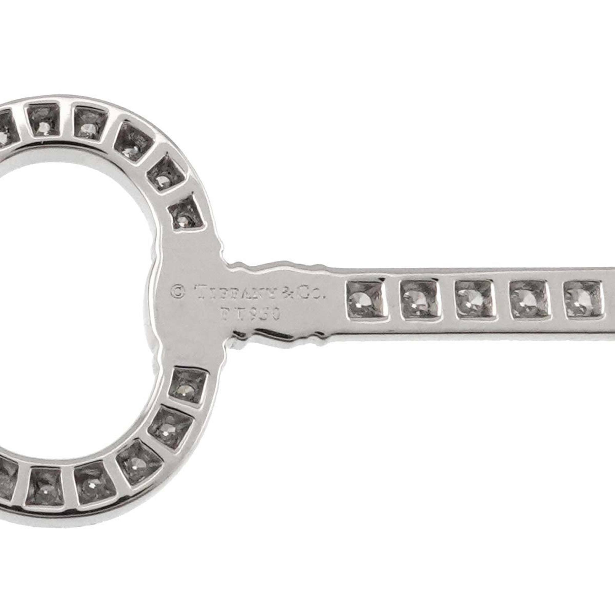Oval Key Pendant Necklace Platinum with Diamond