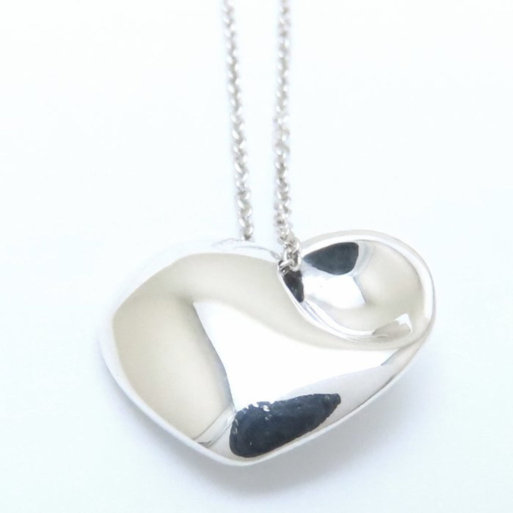 Folded Heart Pendant Necklace Sterling Silver