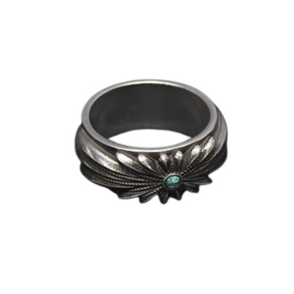 Interlocking G Flower Ring Sterling Silver with Turquoise