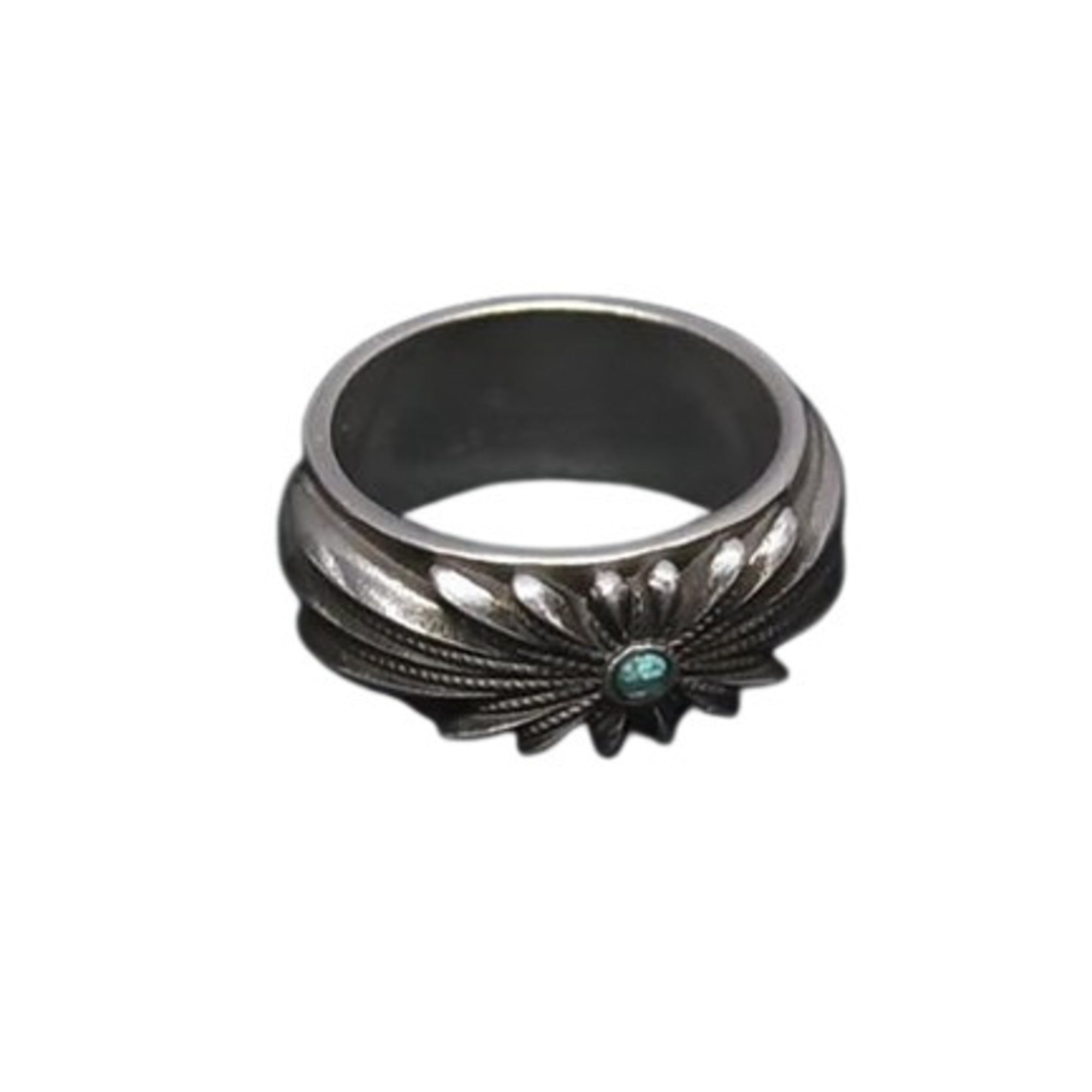 Interlocking G Flower Ring Sterling Silver with Turquoise