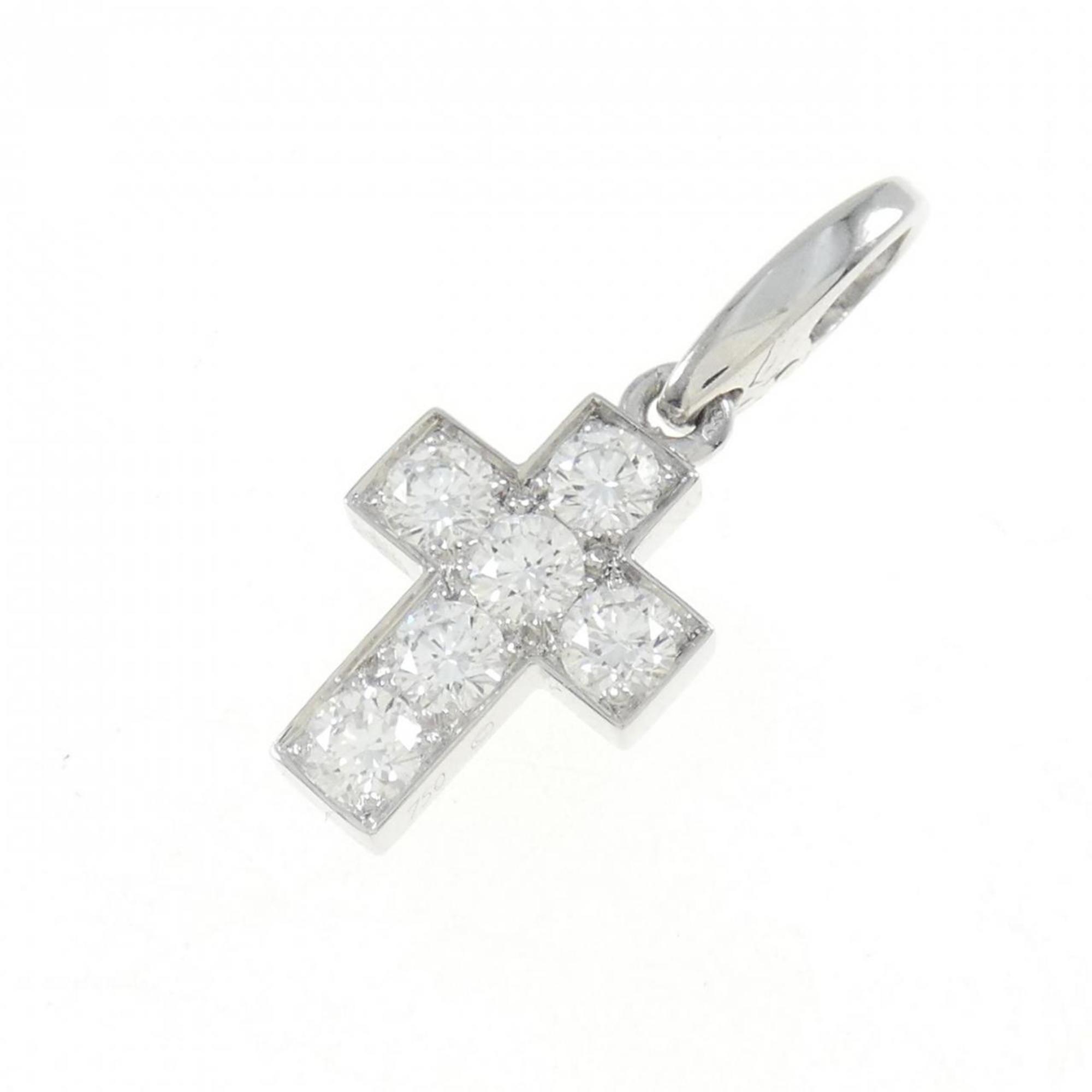 Cross Pendant Necklace 18K White Gold Medium with Diamond