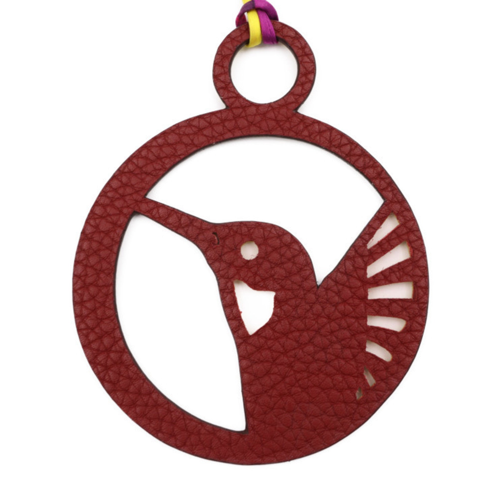 Charm Epsom Leather and Silk and Togo Leather Brown and Yellow Handbag Charm
