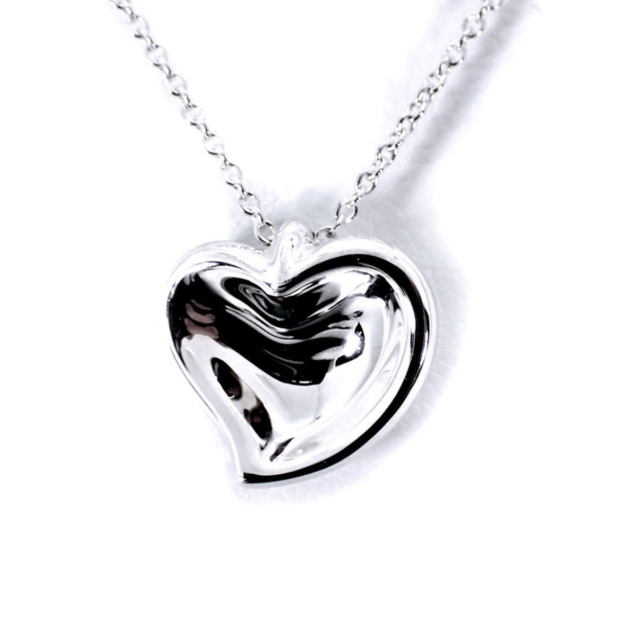 Full Heart Pendant Necklace Sterling Silver
