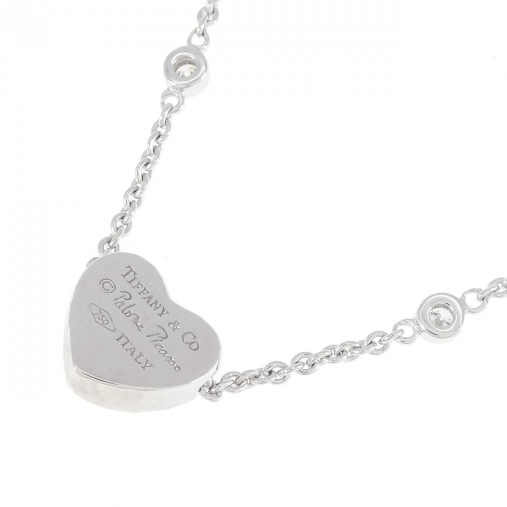 Hamard Heart Pendant Necklace 18K White Gold with Diamond