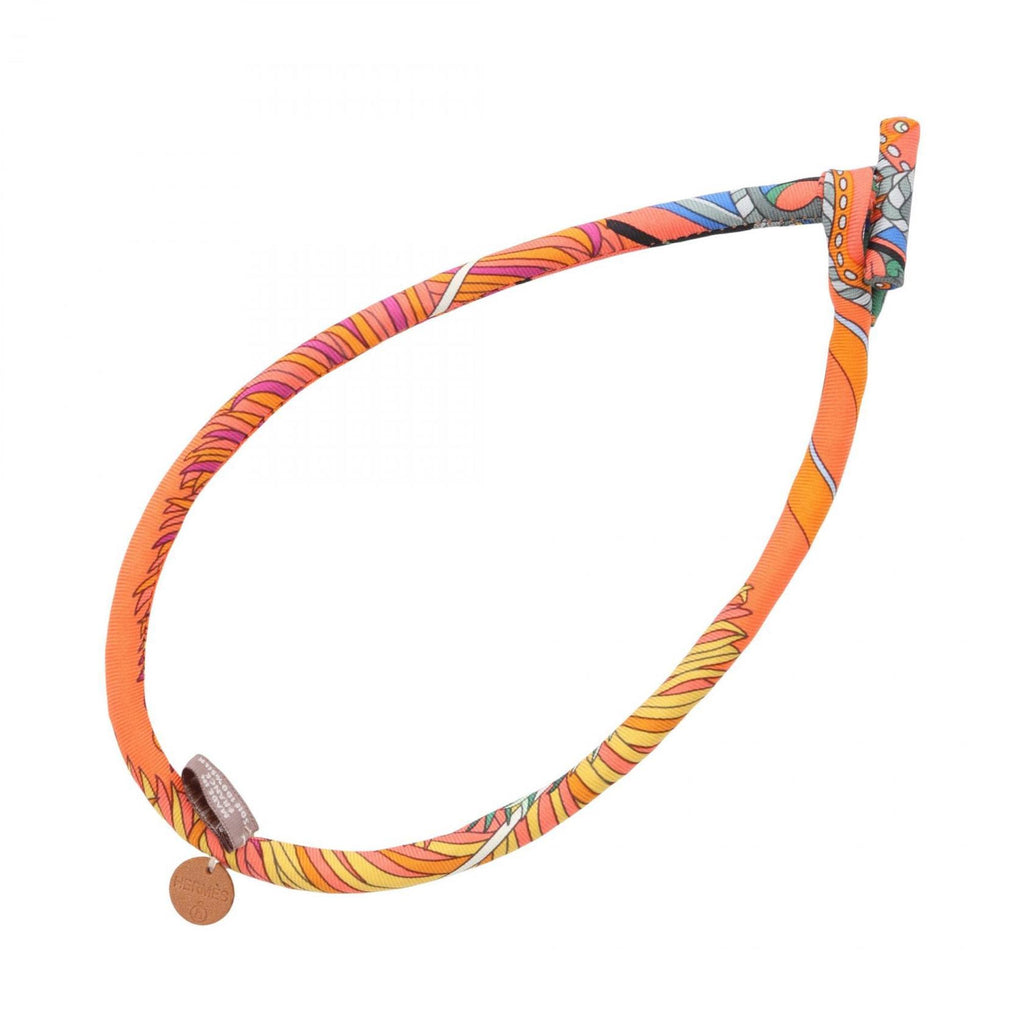 Bride De Soie Necklace Leather and Silk Multi Color Orange