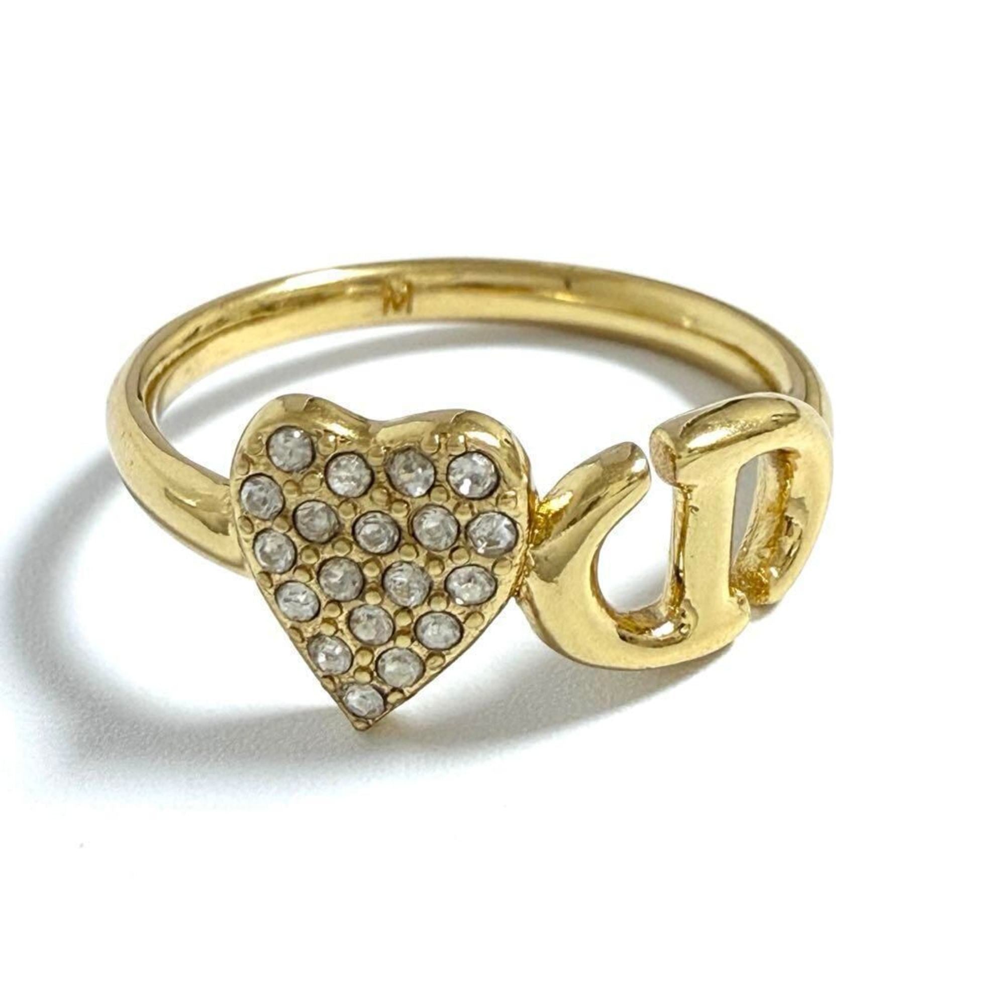 Navy Heart Ring Metal and Rhinestone