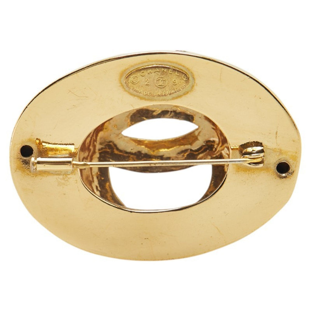 CC Logo Circle Oval Brooch Metal