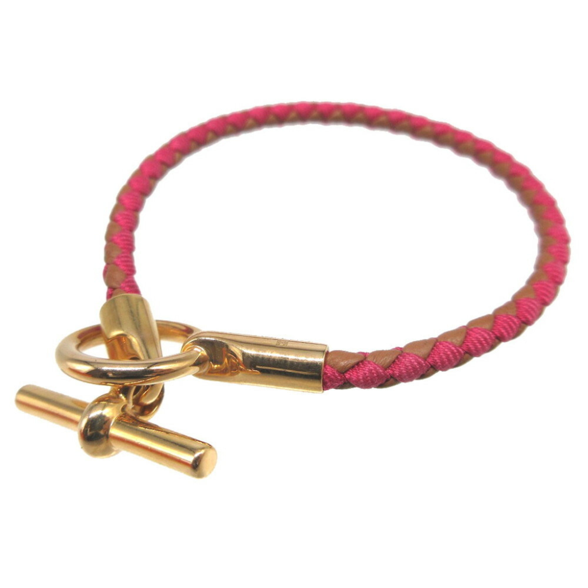 Bracelet Canvas and Leather Brown Pink
