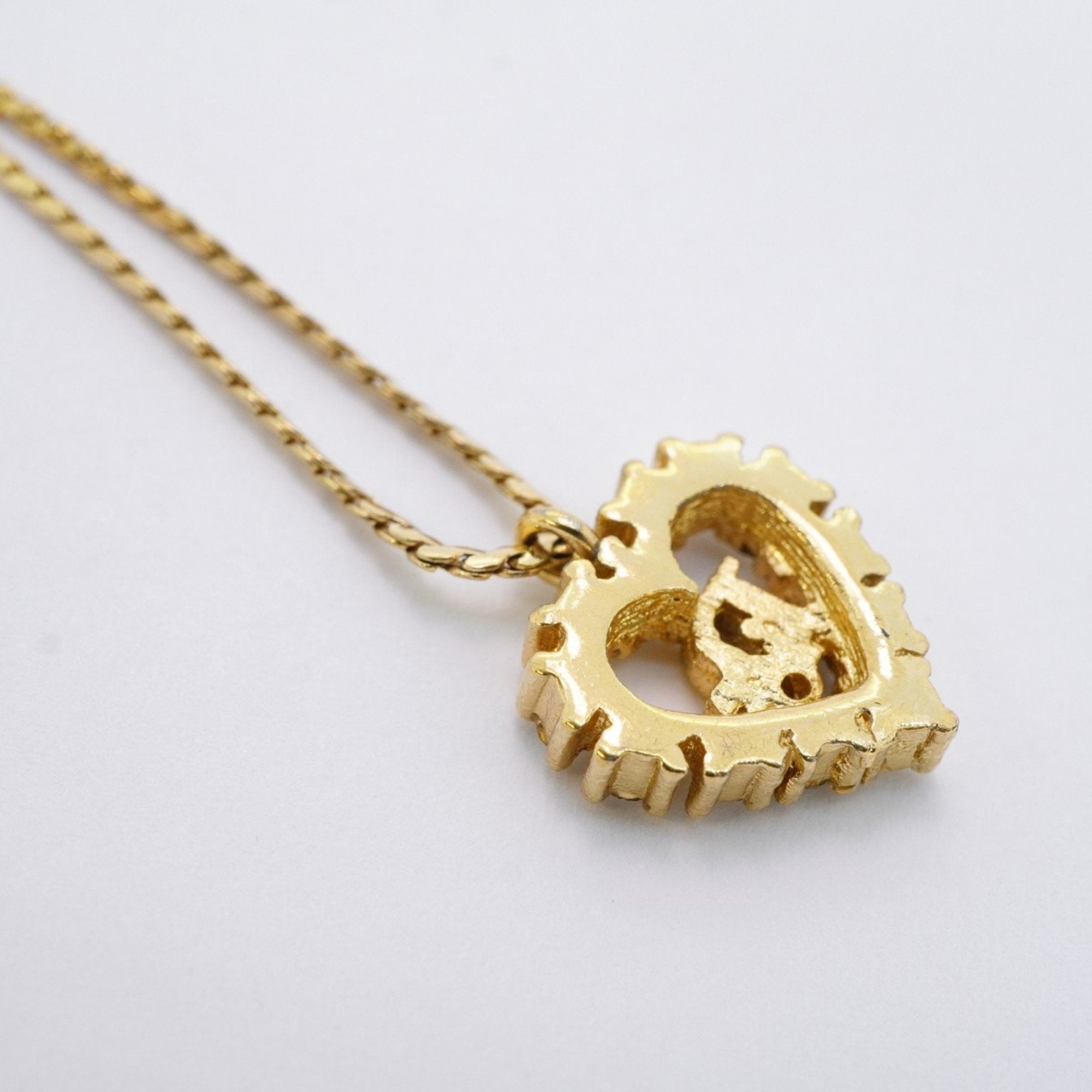 Heart Pendant Necklace Gold With Rhinestone