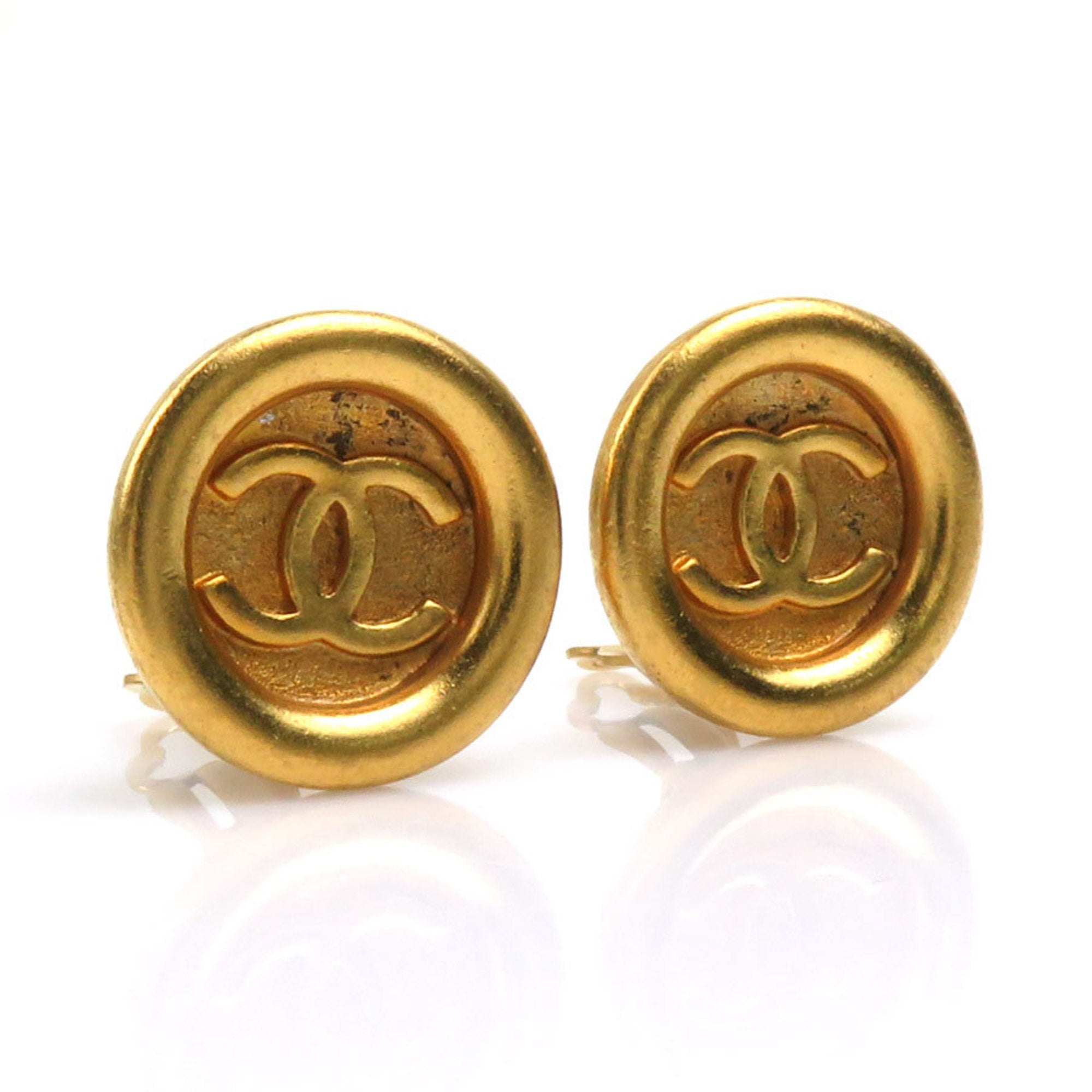 CC Logo Clip-On Earrings Gold-Tone Metal Gold-Tone Metal