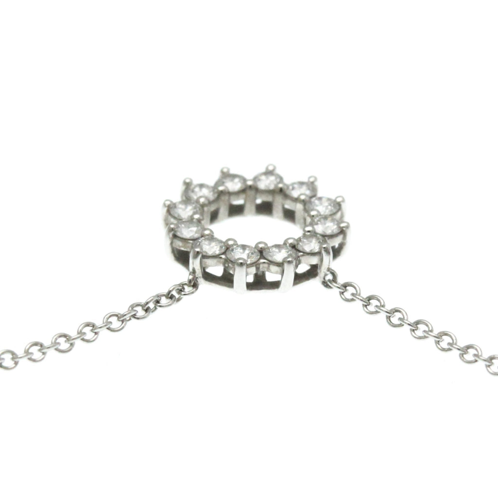 Open Circle Mini Pendant Necklace Platinum with Diamond