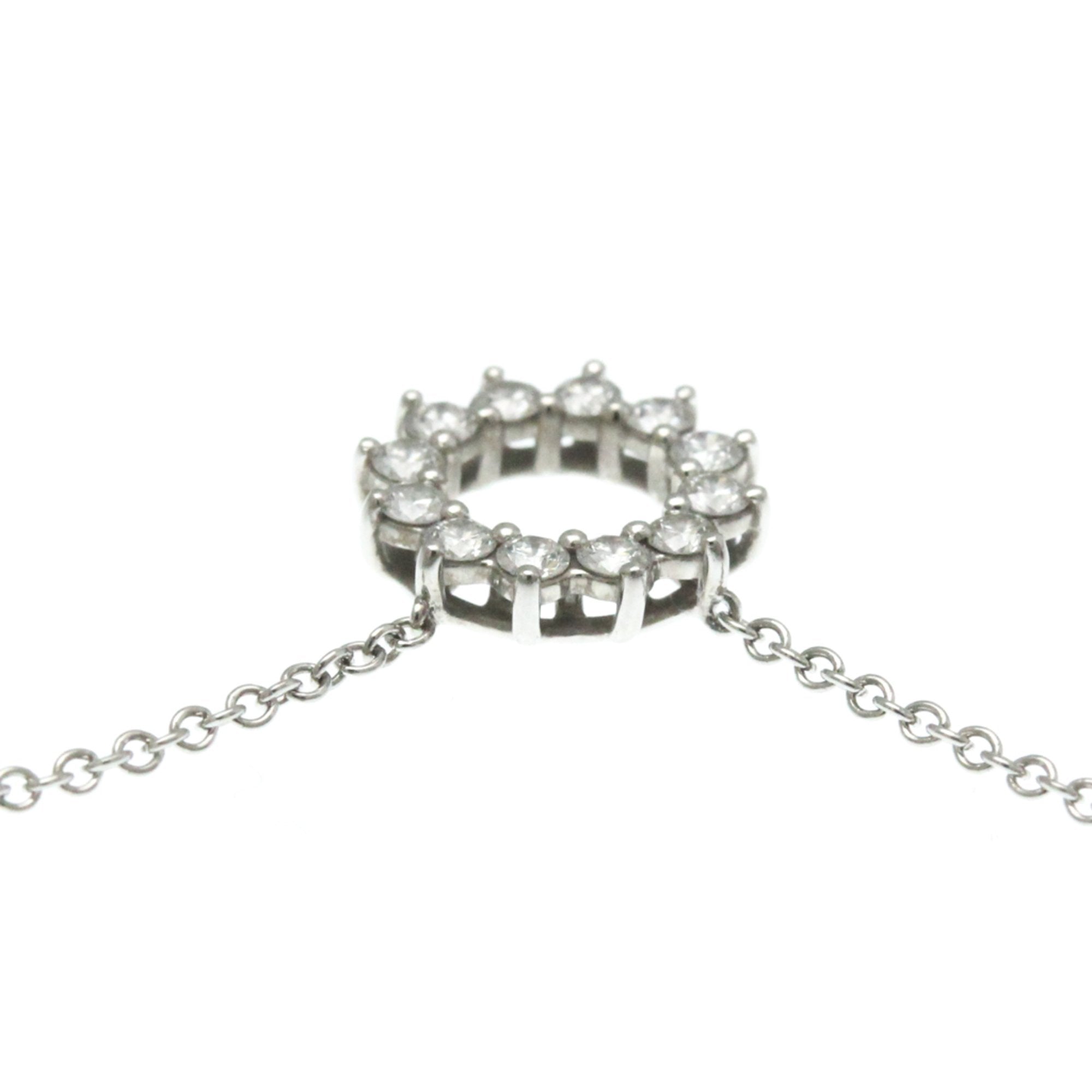 Open Circle Mini Pendant Necklace Platinum with Diamond