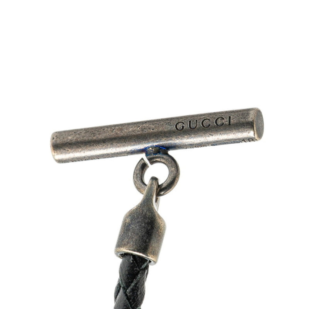 Horsebit Necklace Leather and Sterling Silver Black