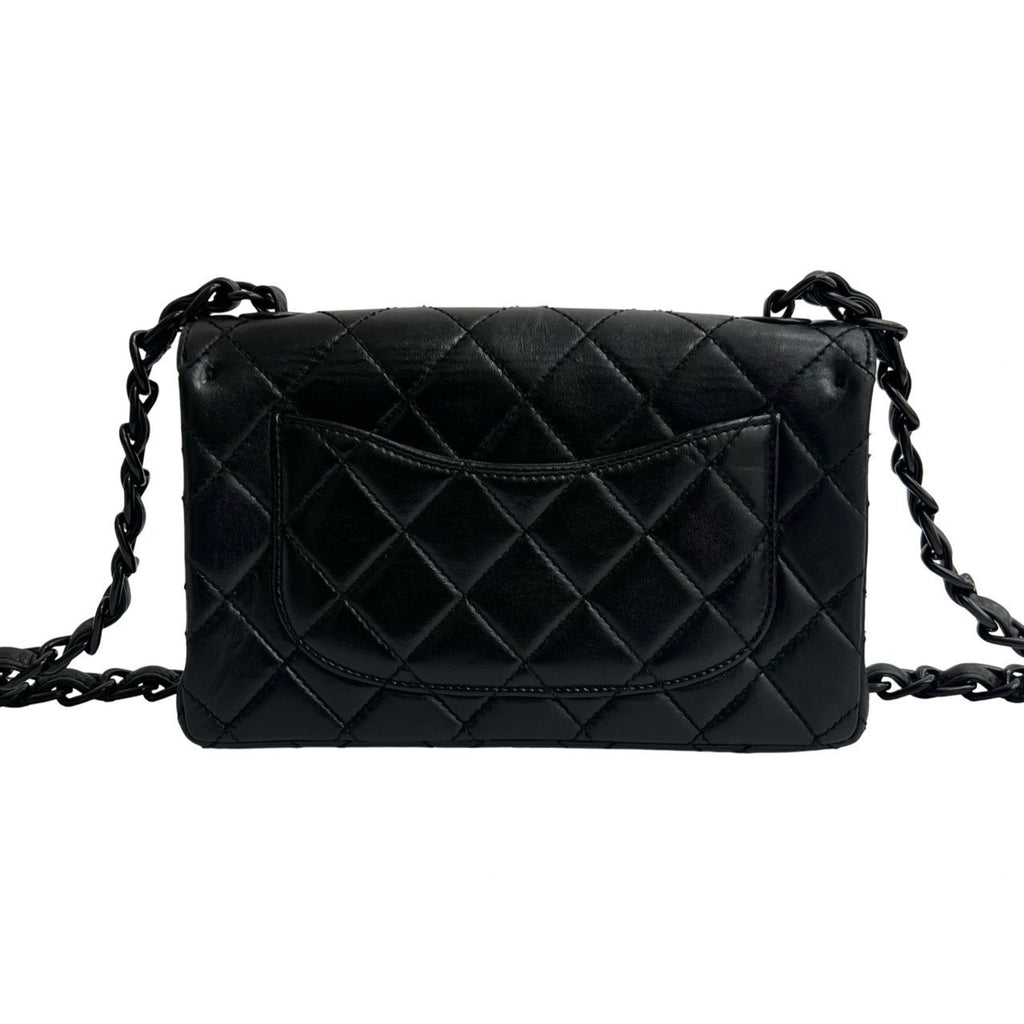 So Black Classic Single Flap Bag Quilted Crumpled Calfskin Mini