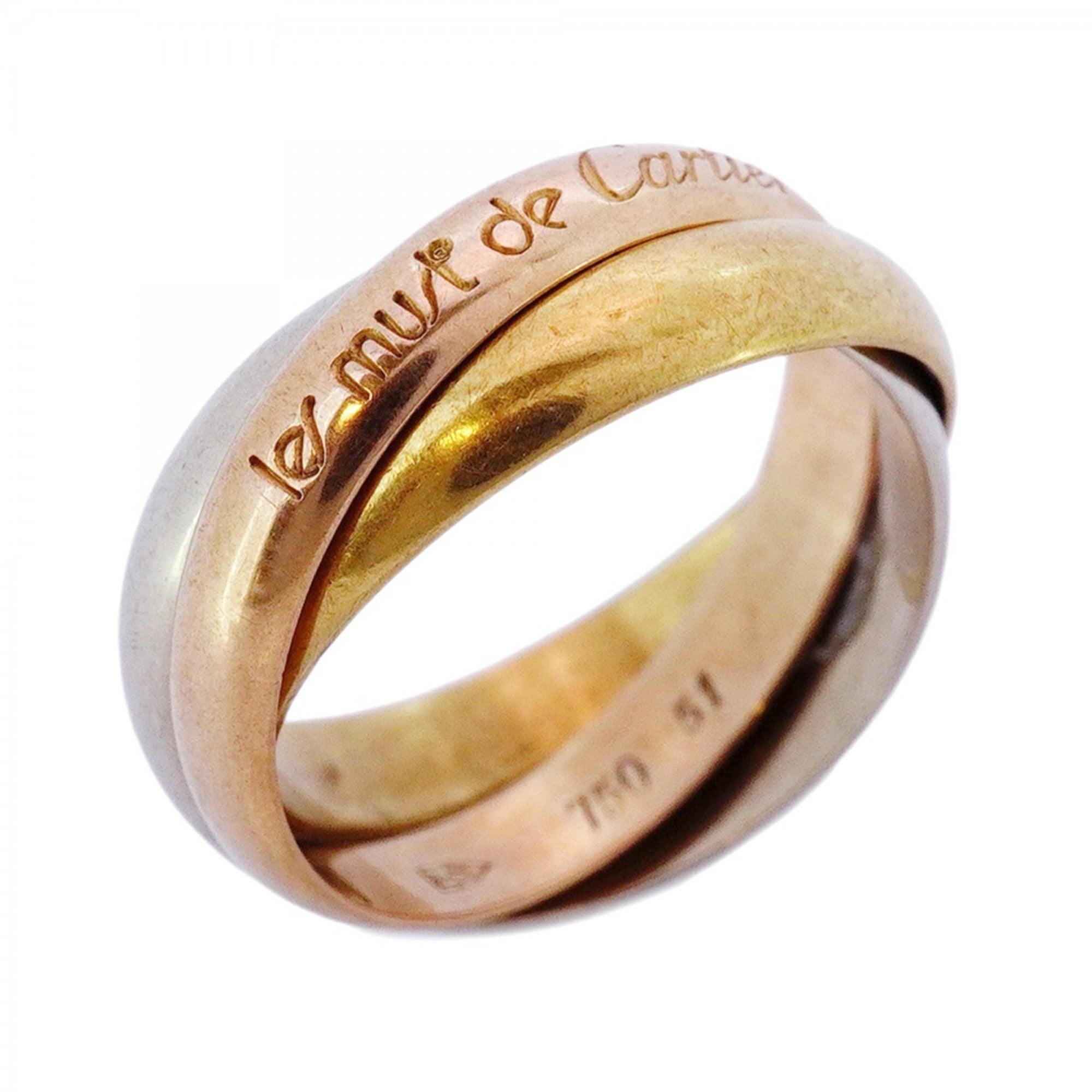 Vendome Louis Cartier Band Ring 18K Tricolor Gold