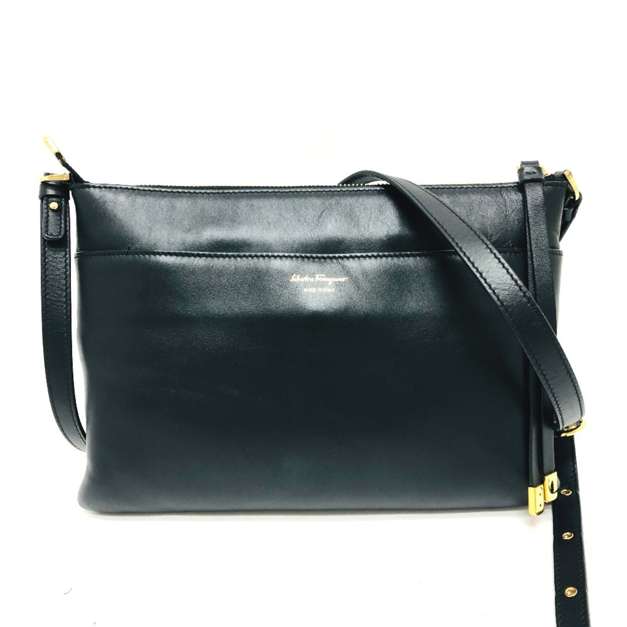 Gancio Front Zip Crossbody Bag Studded Leather Medium
