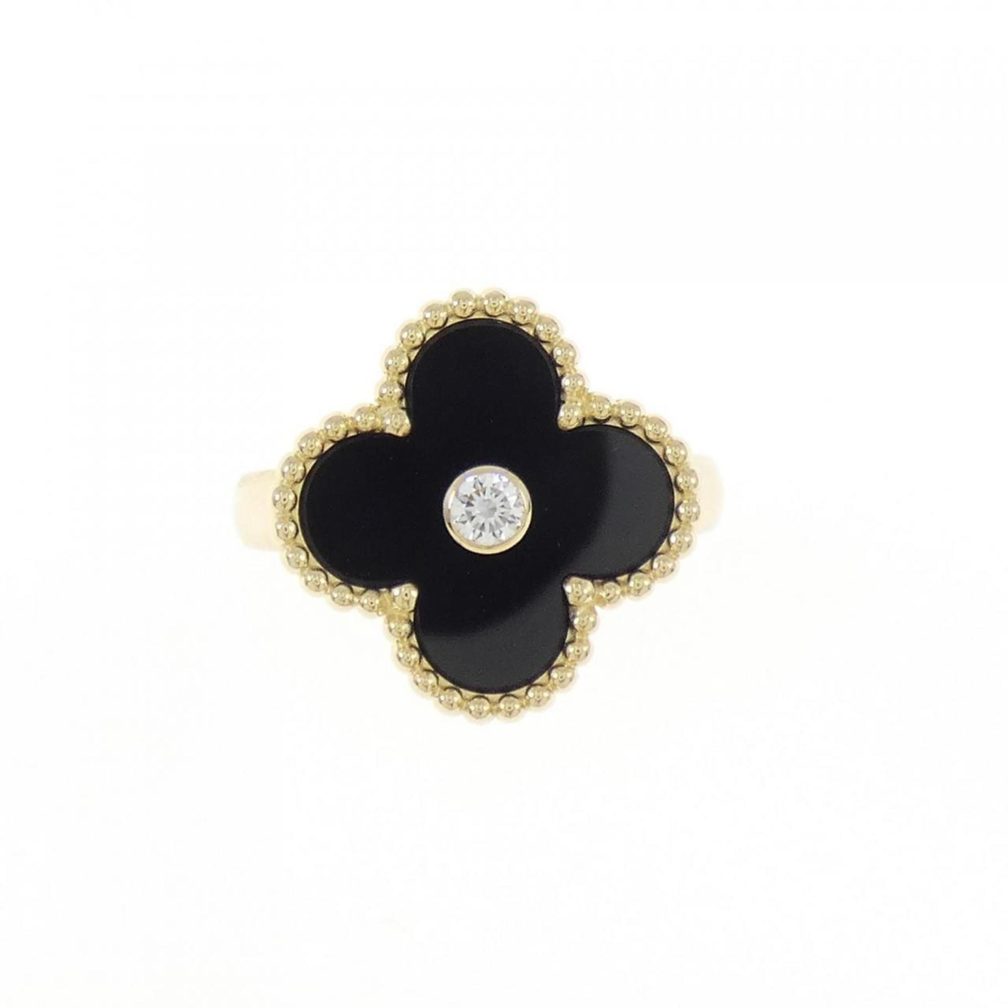Vintage Alhambra Ring 18K Yellow Gold and Onyx