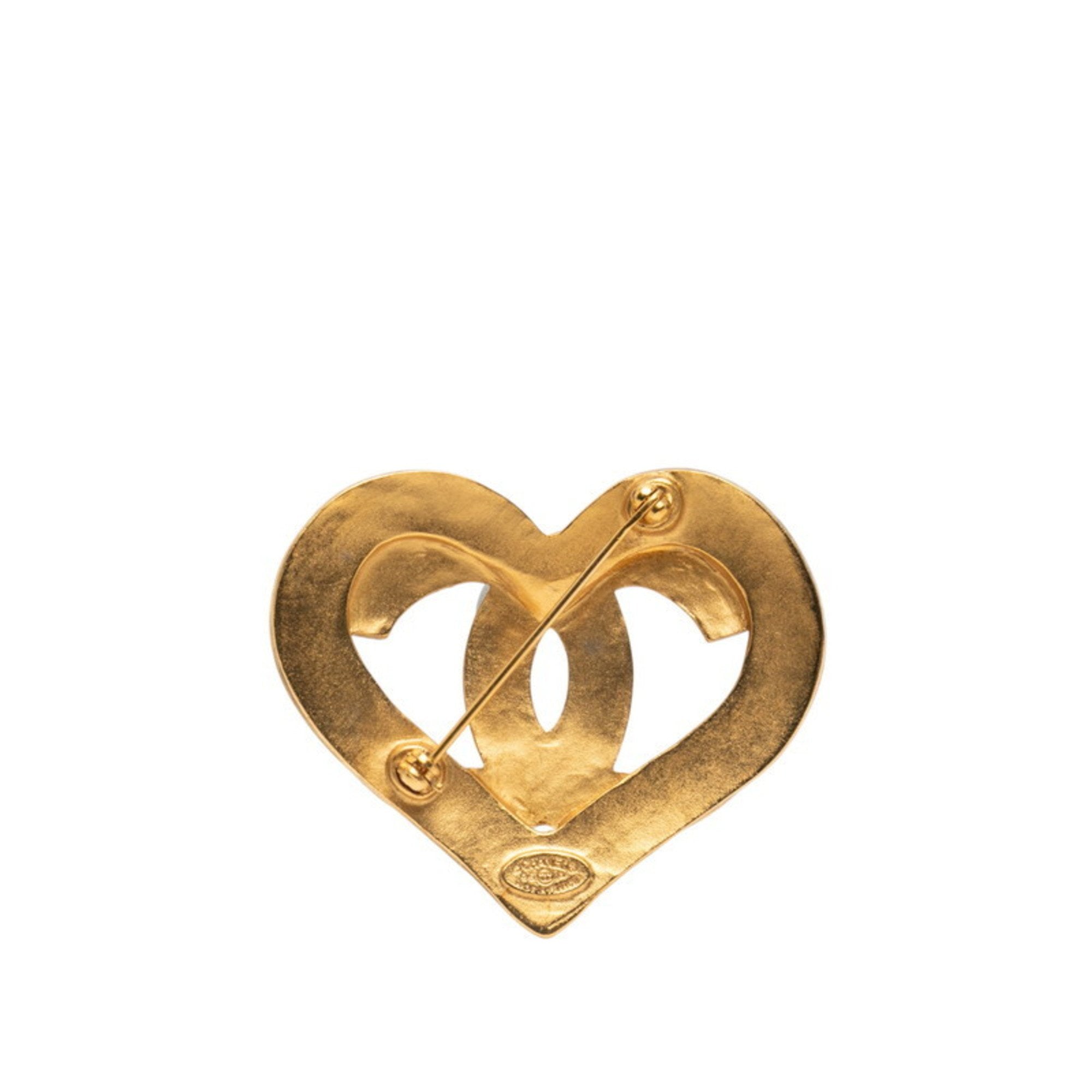 CC Logo Heart Brooch Metal