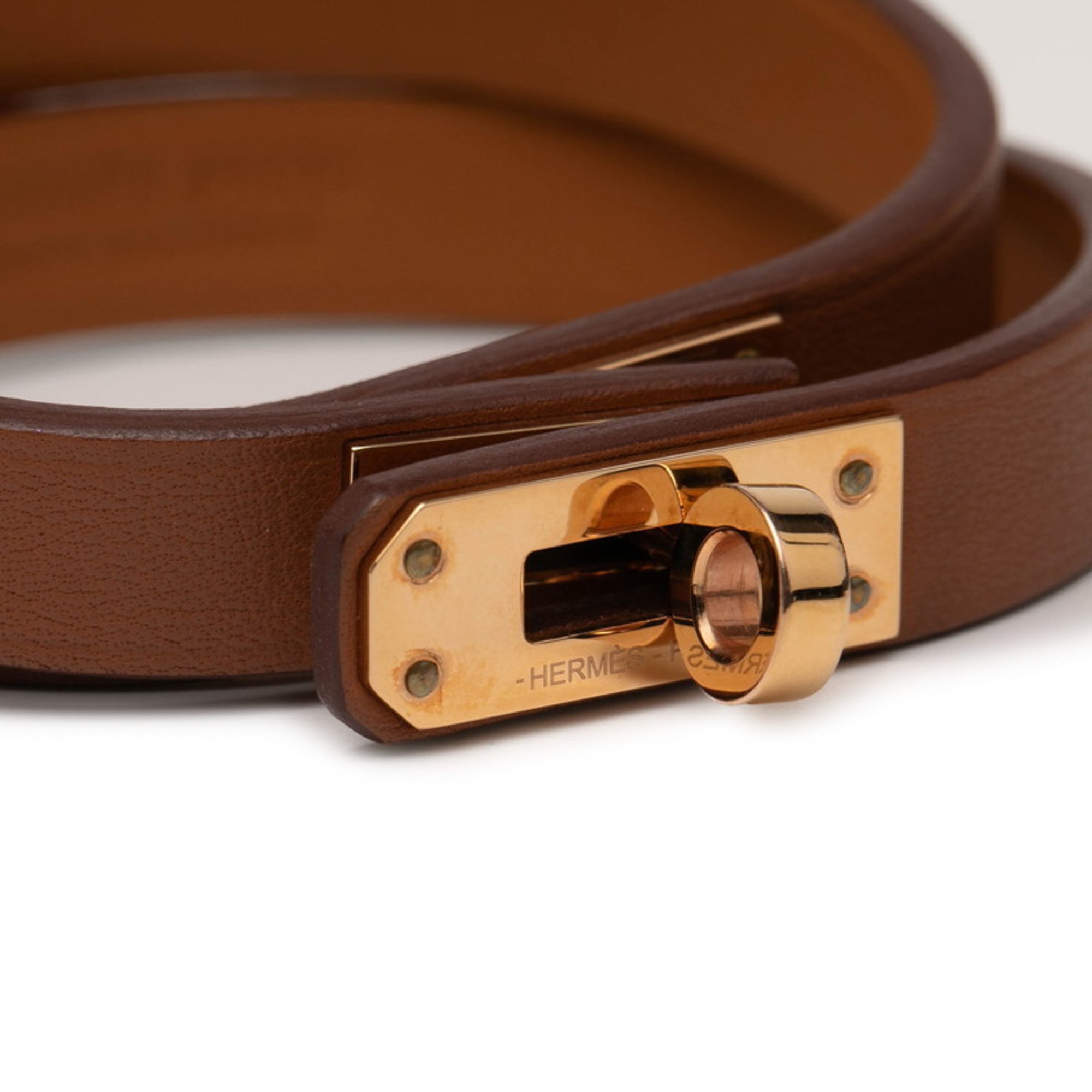 Double Tour Bracelet Swift Leather and Gold Hardware Mini
