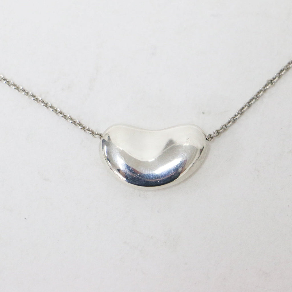 Bean Pendant Necklace Sterling Silver 11mm