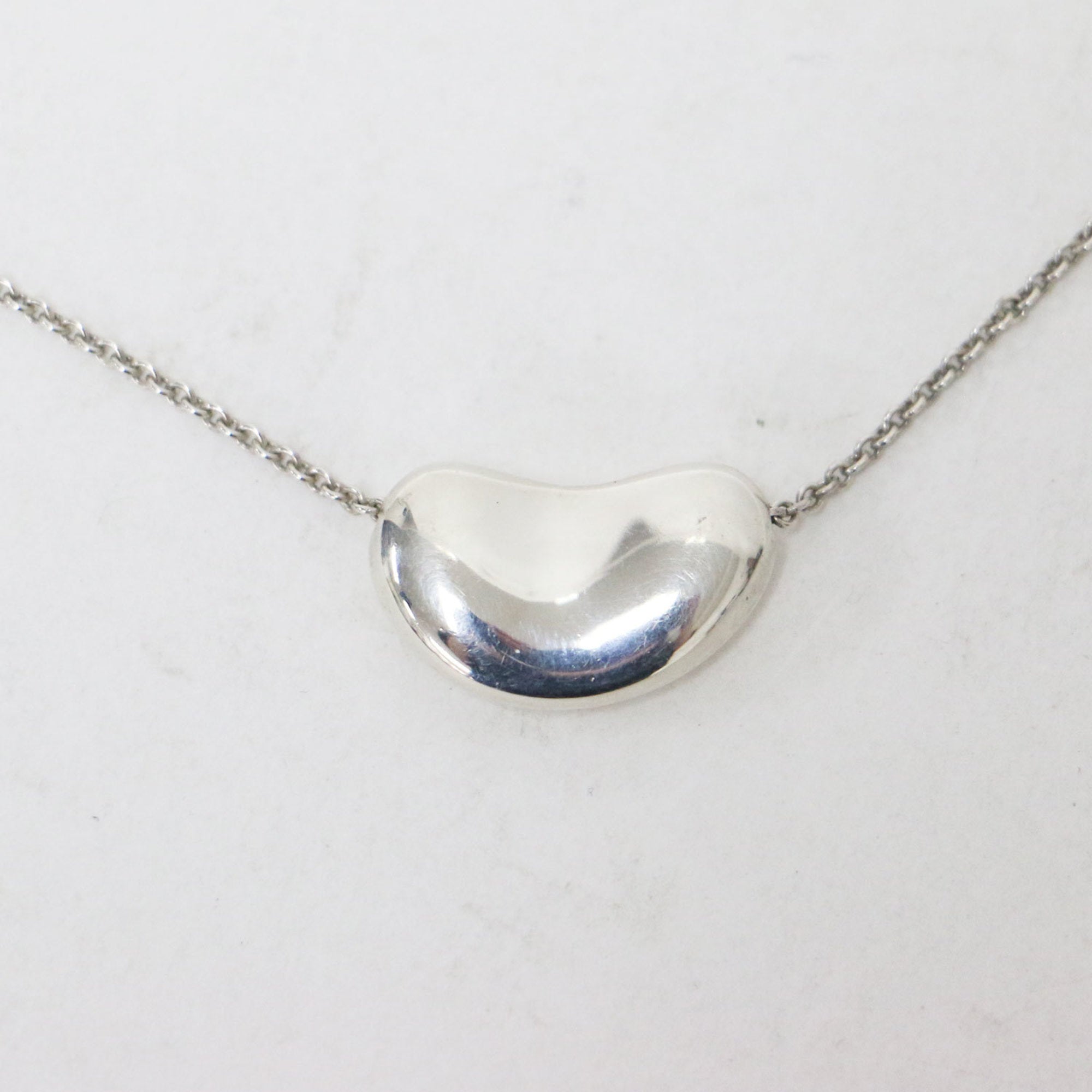 Bean Pendant Necklace Sterling Silver 11mm