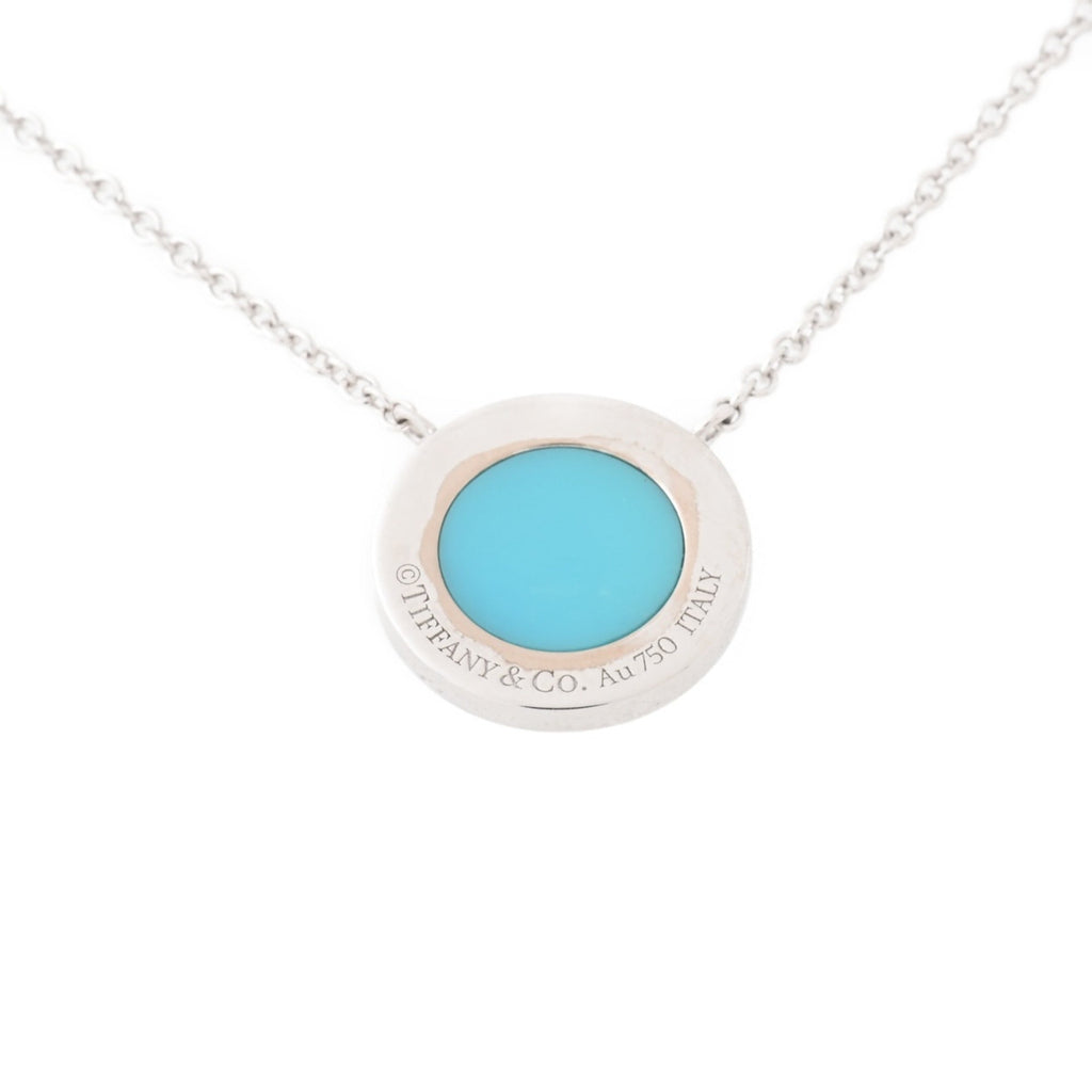Pendant Necklace 18K White Gold with Turquoise