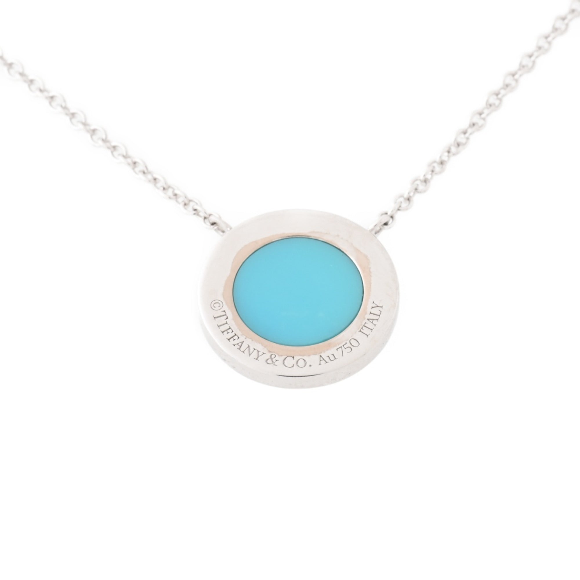 Pendant Necklace 18K White Gold with Turquoise