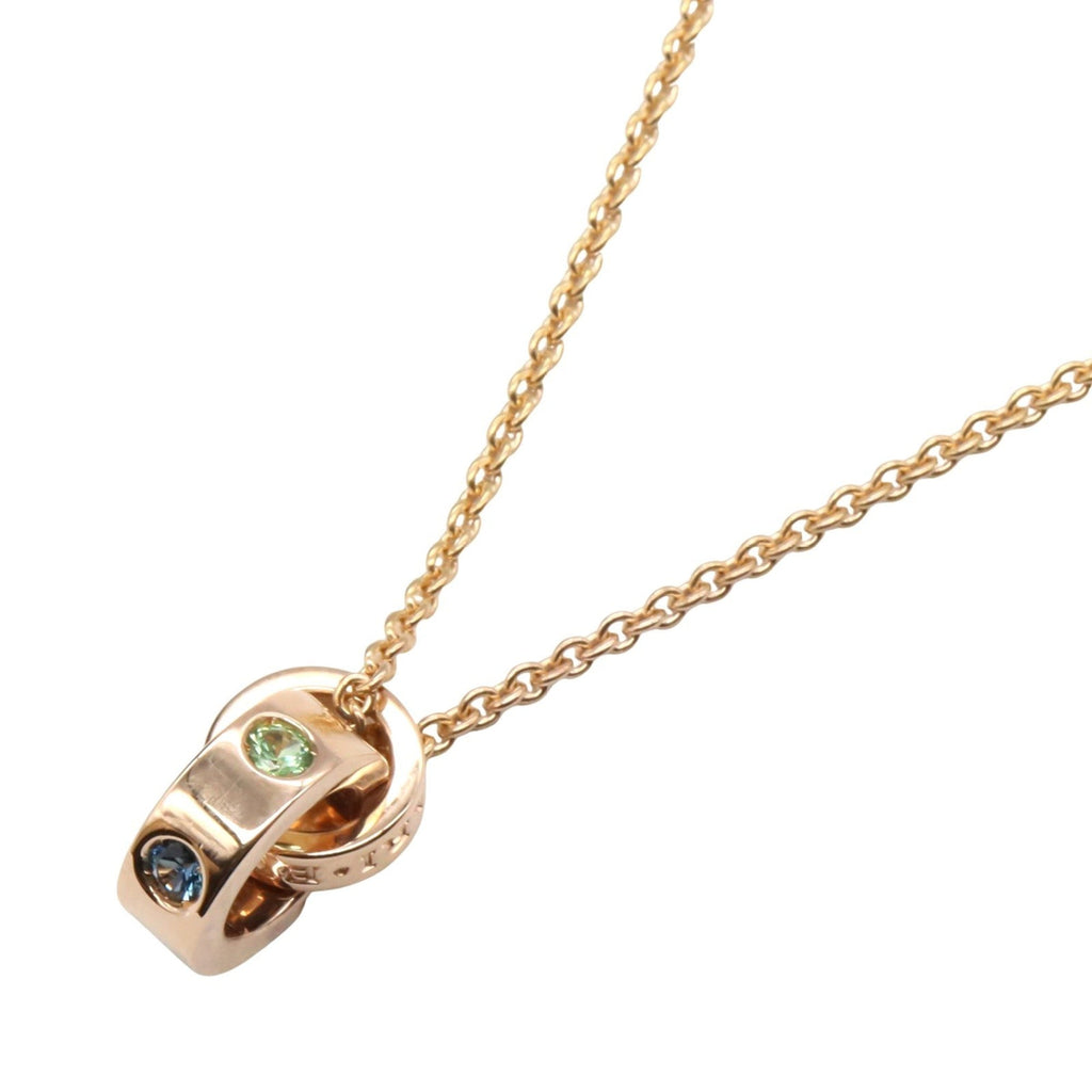 Pendant Necklace 18K Rose Gold with Sapphire and Tsavorite