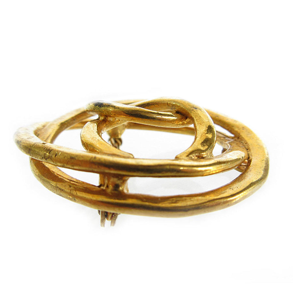 CC Logo Brooch Gold-Tone Metal
