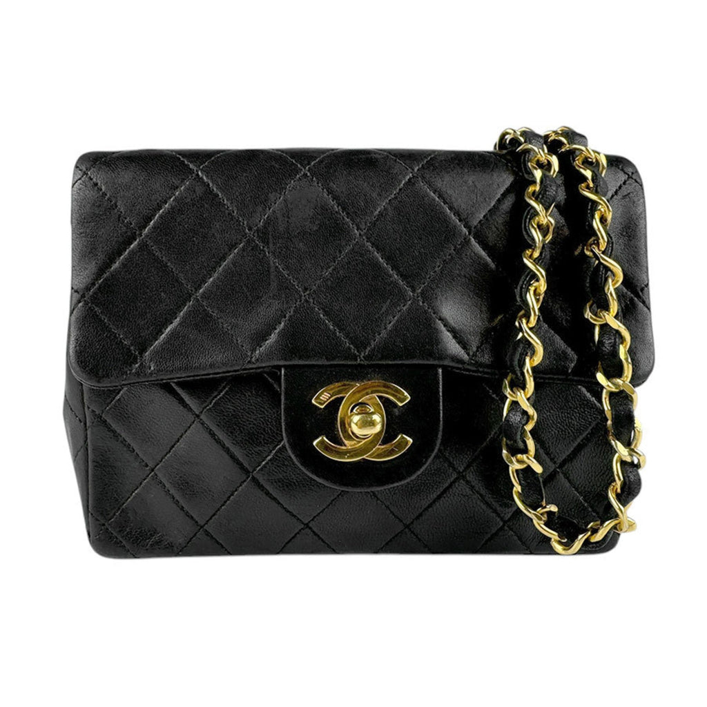Vintage Square Classic Single Flap Bag Quilted Lambskin Mini