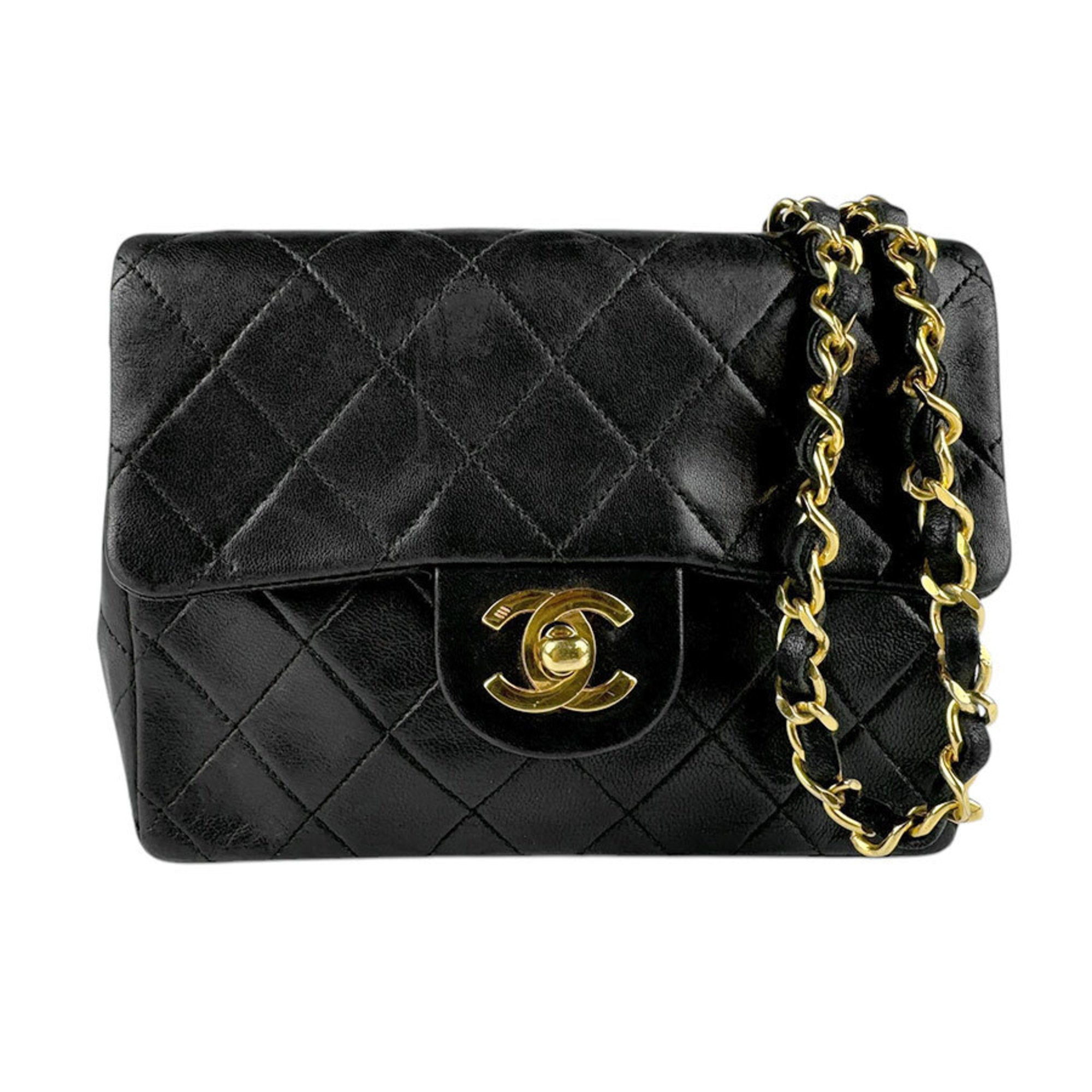 Vintage Square Classic Single Flap Bag Quilted Lambskin Mini