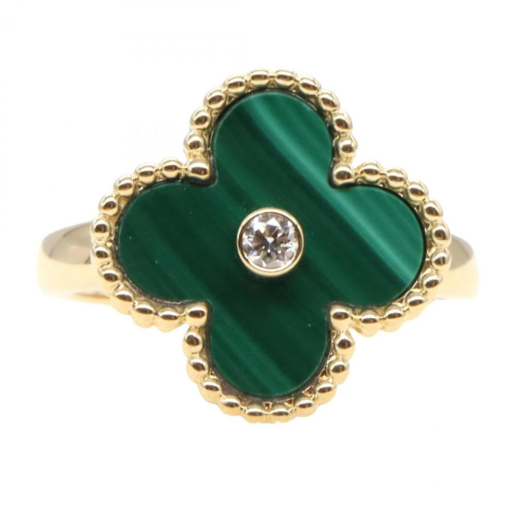 Vintage Alhambra Ring 18K Yellow Gold and Malachite