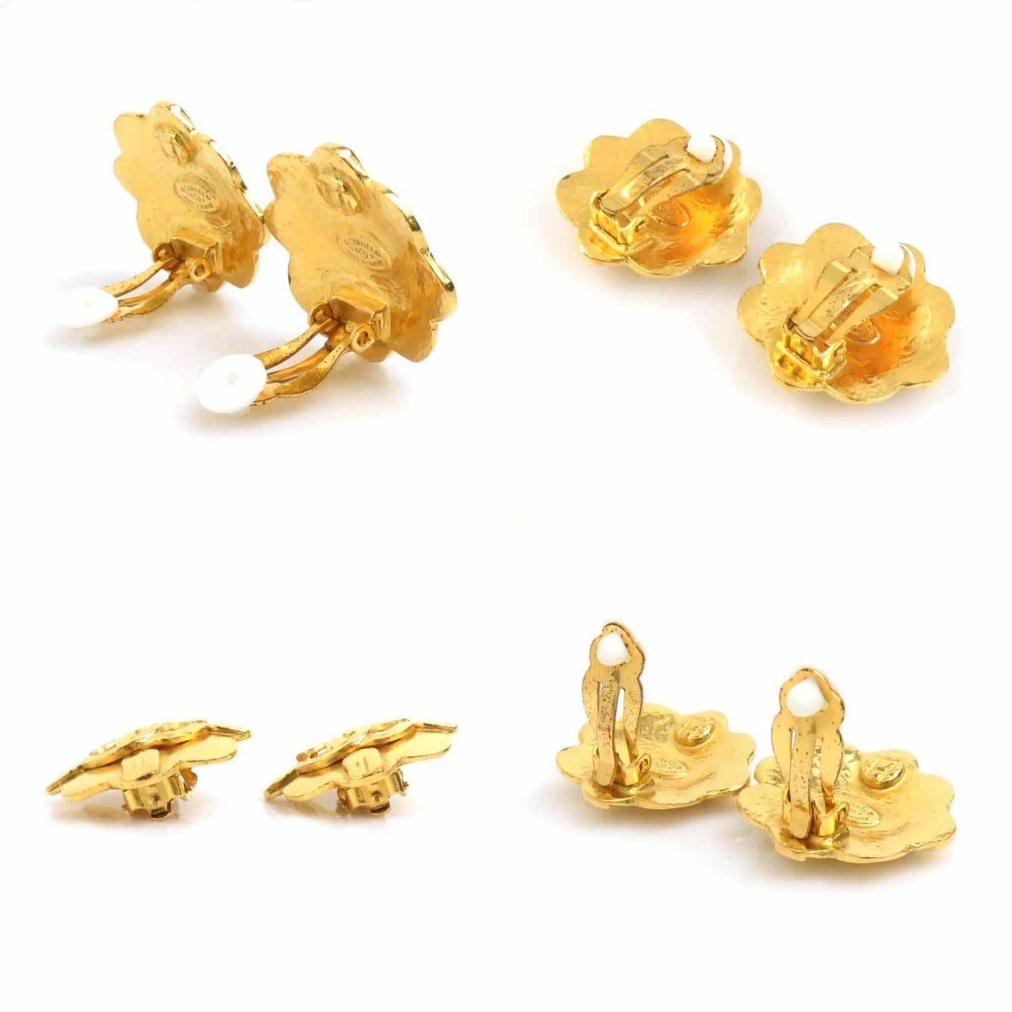CC Logo Clip-On Earrings Gold-Tone Metal Gold-Tone Metal
