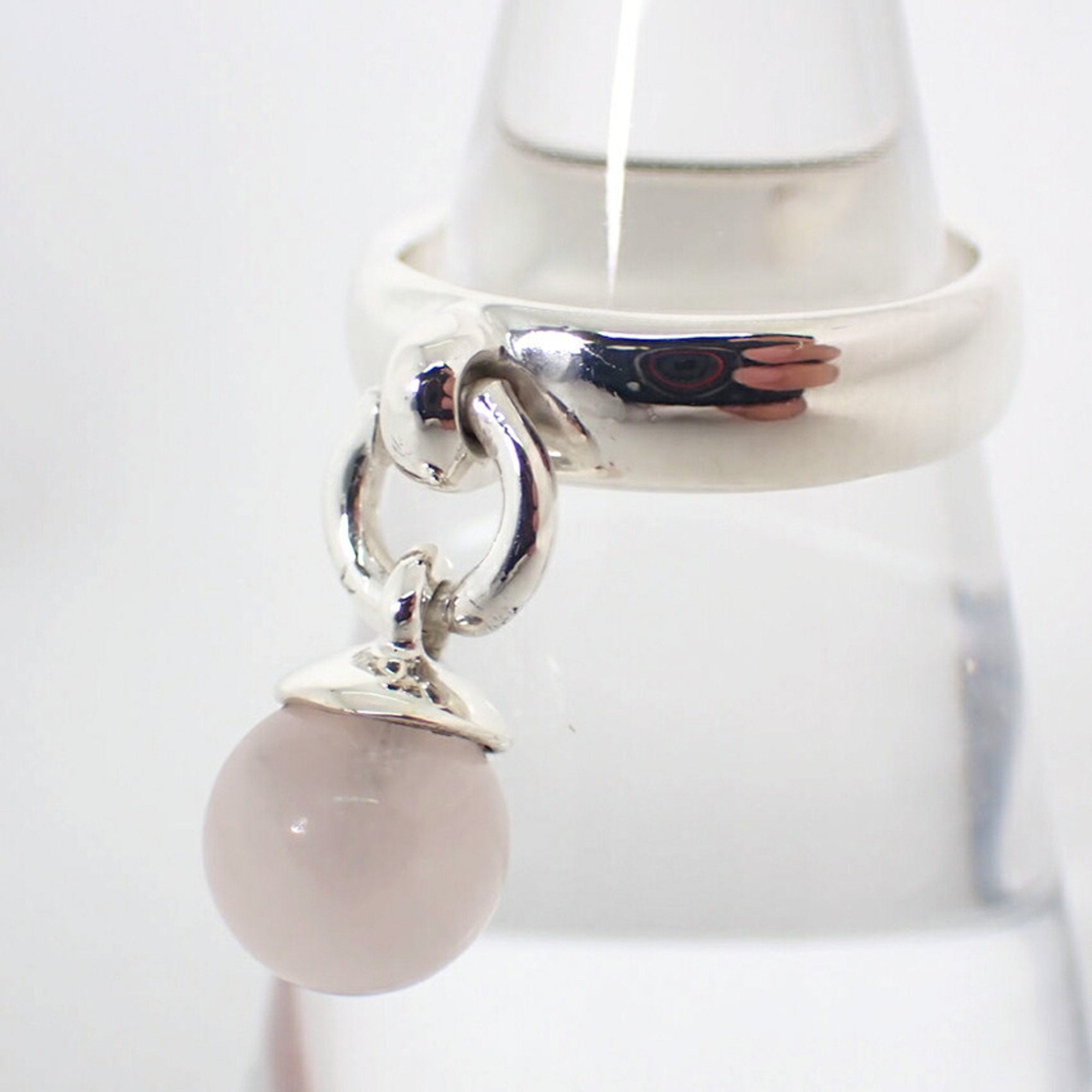 Ball Dangle Quartz Watch Sterling Silver with Rose Quartz 6.5