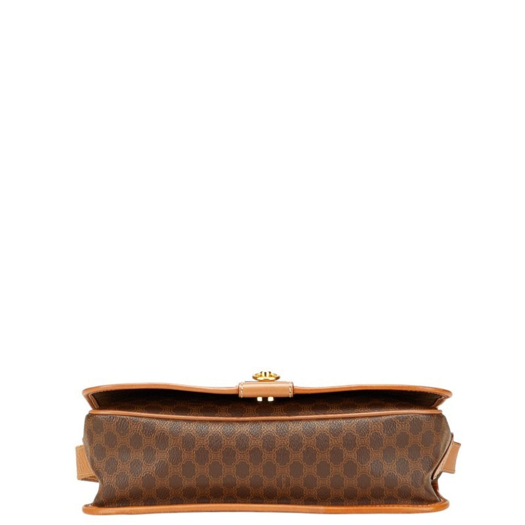 Vintage Saddle Flap Shoulder Bag Macadam Coated Canvas Small