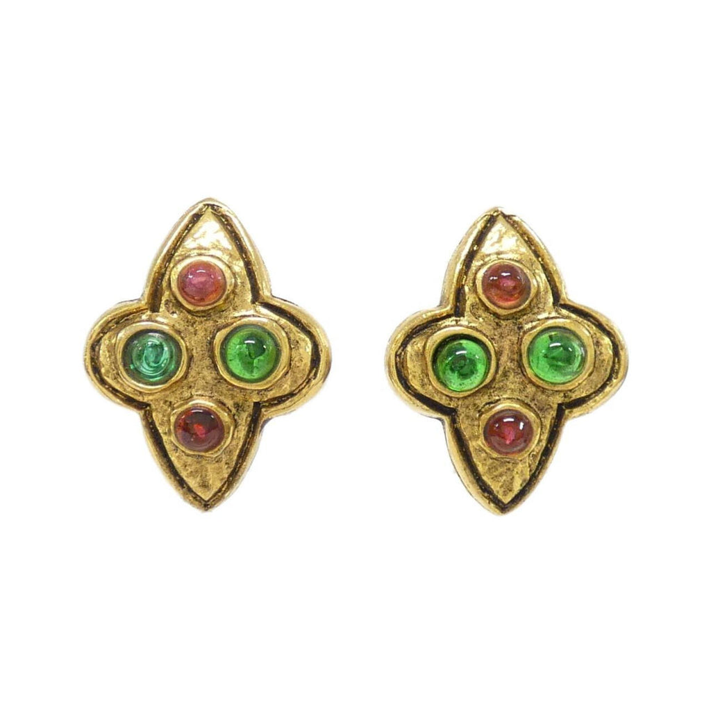 Vintage Clip-On Earrings Clip-On Gold-Tone Metal