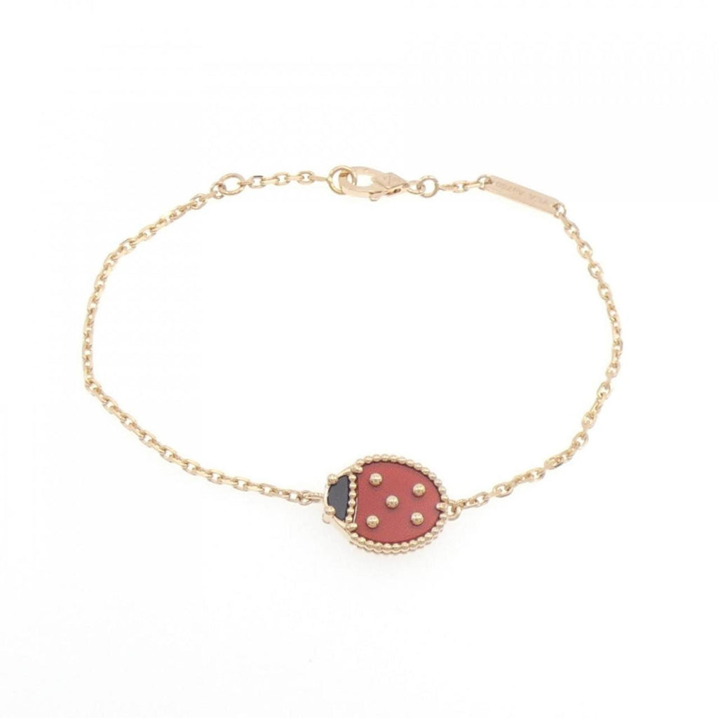 Lucky Spring Closed Wing Ladybug Bracelet 18K Rose Gold with Carnelian and Onyx
