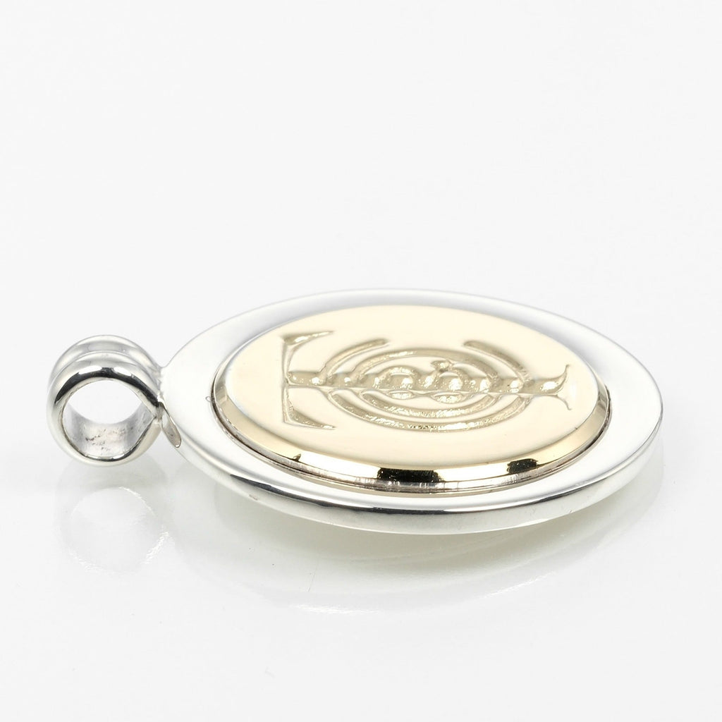 T&C Coin Pendant Necklace Sterling Silver and 18K Yellow Gold