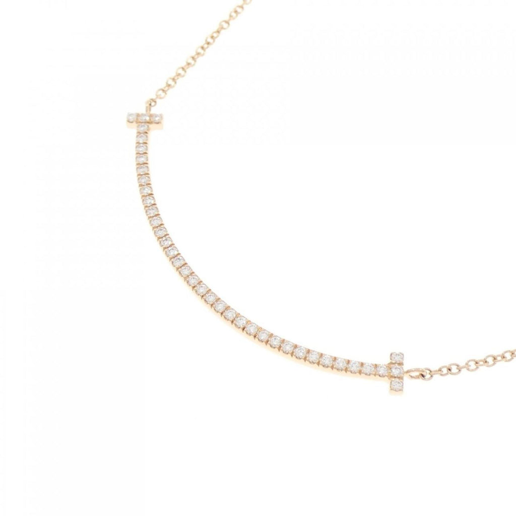 T Smile Pendant Necklace 18K Rose Gold with Diamonds
